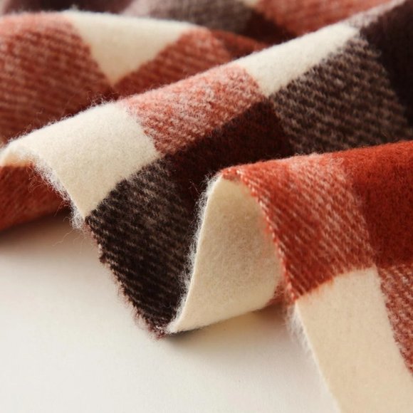 NEW Super Soft Earth Tone Plaid Fringe Scarf - Picture 3 of 6